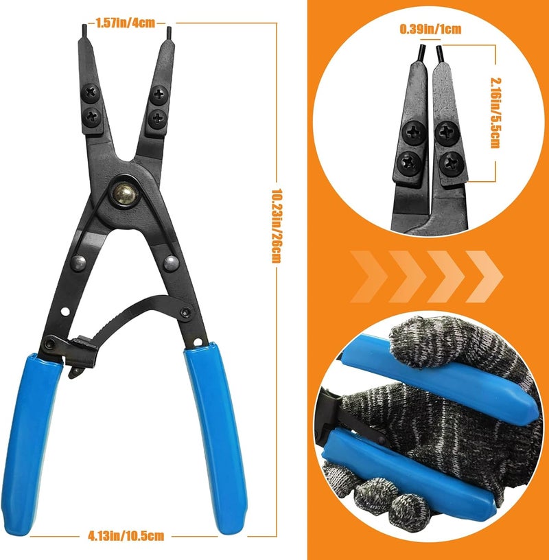 Guweta Snap Ring Pliers 38700 Internal External Heavy Duty Circlip Plier Compatible with Ford SD Ford Super Duty Pickups 2007 and Newer, 10in Blue Automotive Tool Kit for Installation and Removal - Image 5